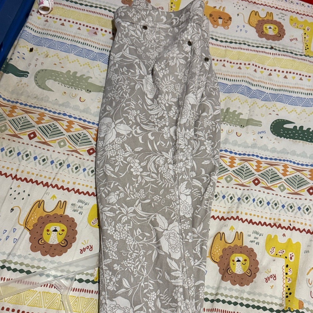 Floral Gray and White Jumpsuit